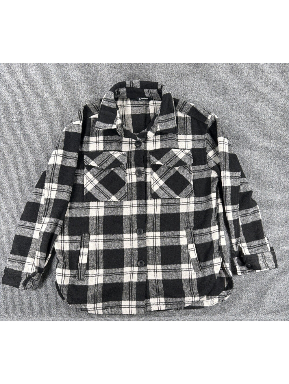 Members Mark Black & White Plaid Flannel Shacket- Women's Small